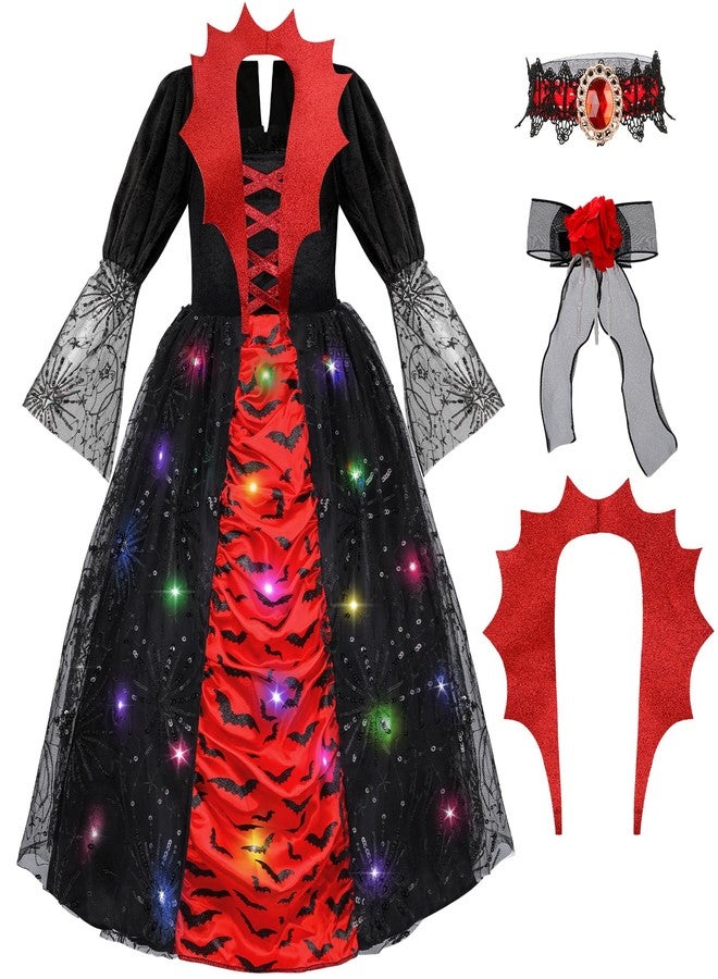 Meland Vampire Costume for Girls, Light up Halloween Costumes for Kids & Toodlers Aged 4-14 Years Old(S) - Image 1